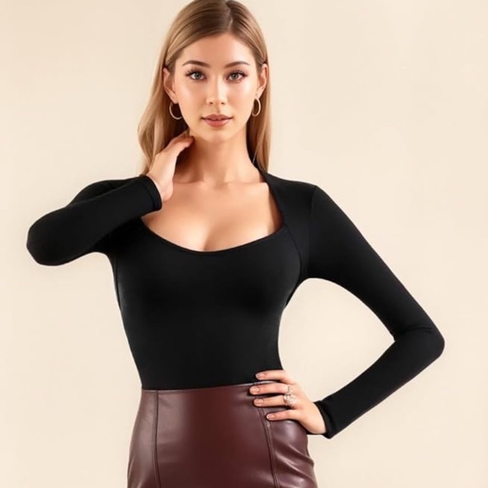 BUNDLE NWOT 2 Pack Mangopop Black Long Sleeve Bodysuits - Picture 6 of 12